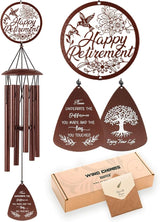 Retirement Gift for Woman, Happy Retirement Gifts for Women Men Teacher Coworkers Colleague Friends, 37" Hummingbird Retirement Wind Chimes Decoration