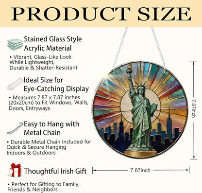 Statue of Liberty Sun Catcher, Statue of Liberty Acrylic Windows Hanging, Acrylic Wall Outdoor Garden Decor, Window Hanging American Patriotic Suncatcher, American Gift
