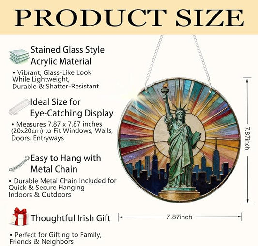 Statue of Liberty Sun Catcher, Statue of Liberty Acrylic Windows Hanging, Acrylic Wall Outdoor Garden Decor, Window Hanging American Patriotic Suncatcher, American Gift
