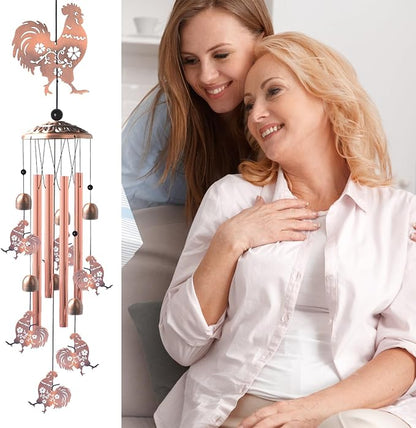 for Women,Chicken Wind Chimes Outdoor Birthday Gifts for Men/Mom/Grandma Rooster Metal WindChimes Outside/Indoors, Lawn, Patio, Garden Decor, Yard Decorations