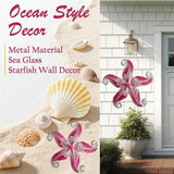 POXOHO Starfish Garden Decorations Outdoor, Starfish Wall Decor Art for Fence Patio Yard, 12" Hanging Glass Sculpture, Outdoor Wall Art Ocean Gifts for Women & Men (Pink)