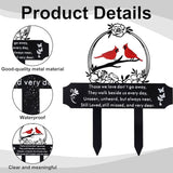 Cardinal Grave Decoration for Cemetery, Metal Tombstone Memorial Marker with Poem Weatherproof Outdoor Yard Garden Grave Stakes for Loss of Father Mother