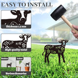 WADORN Cow Metal Outdoor Statues Silhouette, Funny Cow Metal Decorative Garden Stakes Cow Flower Silhouette Ornament Gifts Funny Outdoor Decor for Garden Backyard Patio Lawn Walkways Outdoor
