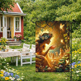 IVN Spring Fairy Garden Flag 12x18 Inch Double Sided Enchanted Forest Flag with Flower Crown Fairy and Glowing Fairies Fantasy Yard Decor for Outdoor Lawn Porch or Seasonal House Decoration