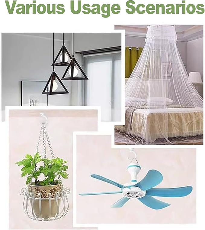 Aidoclip 4pcs Ceiling Hooks for Hanging Plants,Hanging Lights Metal Small Hooks,Indoor Outdoor Wall Heavy Duty Plant Hanger Swag Hook
