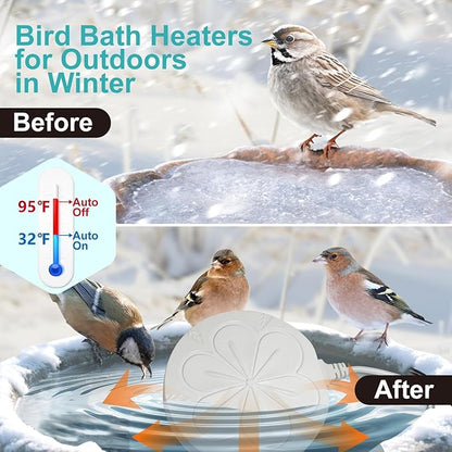 110W Bird Bath Heater for Outdoors in Winter, Submergible Cast Aluminum Chicken Water Heater with Thermostatically Controlled Bird Bath Deicer Pond Deicer for Livestock