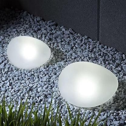 Solar Small Garden Lights Outdoor Glow Cobblestone Shape Lamp Garden Decor Waterproof Landscape Night Lights for Garden Paths, Stairs, Lawns, Patios, Yard, 4 Pack (Cool White)