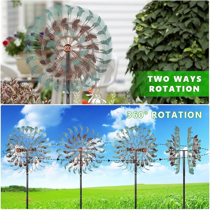 DREAMSOUL 360° Large Wind Spinner Outdoor Vintage Metal Windmill for Yard, Kinetic 6 Blades Wind Spinner for Patio Lawn Decor (80 * 19 Inches)