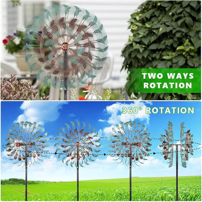 DREAMSOUL 360° Large Wind Spinner Outdoor Vintage Metal Windmill for Yard, Kinetic 6 Blades Wind Spinner for Patio Lawn Decor (80 * 19 Inches)