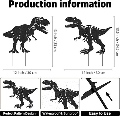 Rngmsi Dinosaur Metal Garden Art - 2PCS Metal Dinosaur Yard Art Decorations Outside Dinosaur Garden Stakes Decorative Dinos Garden Decor Outdoor for Patio Lawn Statues Gifts for Men Women Friends
