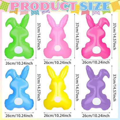 Realspring 12 Pcs Easter Bunny Inflatable Decoration 14 Inch Inflatable Bunny Blow up Decor Colorful Rabbit Hanging Ornament Giant PVC Spring Summer Yard Decorations for Indoor Outdoor Party Supplies