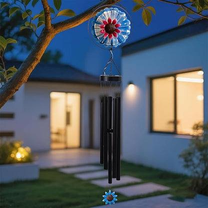 MUMTOP Solar Wind Chimes for Outside - Flower Deep Tone Wind Chimes Outdoor Unique, 41 Inch Windchimes Clearance for Garden, Patio,Yard Decor Gift
