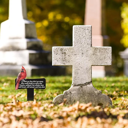 Hicarer Cardinals Grave Markers Cardinals Memorial Gift Metal Sympathy Stakes for Cemetery Memorial, Garden Yard, 11.8 x 7.87 Inch(Love Forever)