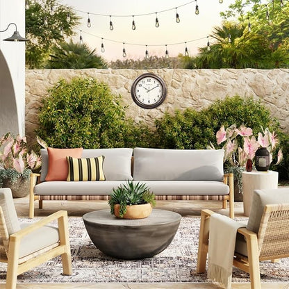 Outdoor Clocks Waterproof, 18 Inch Large Outdoor Wall Clock for Patio, Silent Battery Operated Viantage Decorative Metal Wall Clocks for Living Room, Kitchen, Bedroom, Pool, Garden - Bronze
