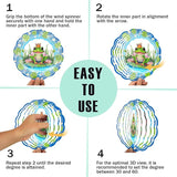 Frog Wind Spinner, 3D Hanging Stainless Steel Garden Spinner, Wind Spinner Hanging for Outdoor & Indoor Décor, Unique Gifts for Yard Garden Decoration or Patio Décor (Frog)