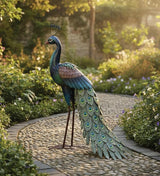 Regal Art & Gift Peacock Metal Statue – Indoor Outdoor Decorative Sculpture for Home & Garden Décor, Weather-Resistant Yard Art Figure for Patio, Lawn, Standing