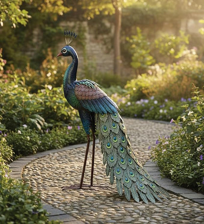 Regal Art & Gift Peacock Metal Statue – Indoor Outdoor Decorative Sculpture for Home & Garden Décor, Weather-Resistant Yard Art Figure for Patio, Lawn, Standing