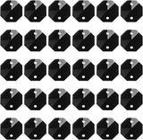 PATIKIL K9 Crystal Octagon Beads 2 Holes Pendants, 60 Pack 14mm Chandelier Prisms Parts Ornaments Hanging Beads for DIY Arts Crafts Decoration, Black