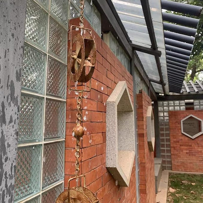 5-7/10-Feet Gutter Rain Chain,Water Wheel Rain Catcher Chain Outdoor Garden Decorative Art