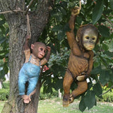 Monkey Statue - Hanging Monkey for Front Yard Decor, Durable Garden Sculptures & Statues, Monkey Figurines for Home & Garden Decor, Monkey Figurine for Animal Garden Decor (Chimp)