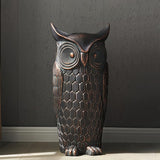 Wallowa 32 inch Faux Stone Owl Sculpture, Large Garden Ornaments, Standing Tall Statue for Indoor and Outdoor Decor, Suitable for Living Room, Entryway, Porch, Backyard, Patio, Retro Bronze Color