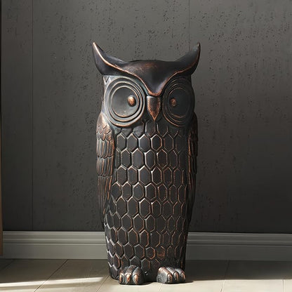 Wallowa 32 inch Faux Stone Owl Sculpture, Large Garden Ornaments, Standing Tall Statue for Indoor and Outdoor Decor, Suitable for Living Room, Entryway, Porch, Backyard, Patio, Retro Bronze Color
