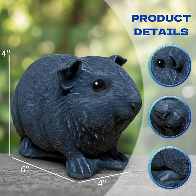 OLOMA Garden Guinea Pig Stone Style Statue Solid Concrete Sculpture with Weather Resistant Resin Layer Decorative Accent for Patio Porch Lawn Interior Yard Pathway Home