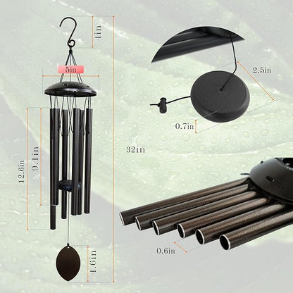 Personalized Tree of Life Wind Chime - Memorial Gifts - Deep Melody - Outdoor Metal Wind Chimes - Brown