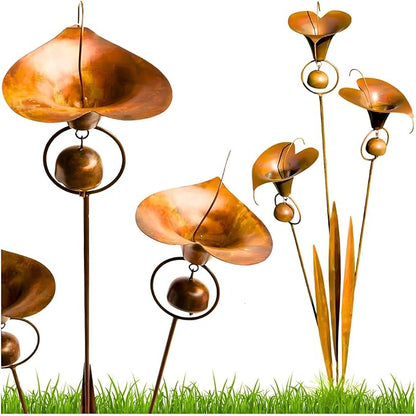 Happy Gardens Calla Lily Garden Stake with Bells | Bronze Outdoor Lillies Flower Decorations