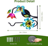 Lewondr Plant Hangers with Solar Light,9 Inch Metal Hanging Plant Bracket Outside,Butterfly Plant Wall Hook Solar Lights Outdoor for Wall,Flower Basket,Bird Feeder,Lantern,Wind Chime,2 Pack