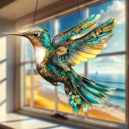 Hummingbird Suncatchers for Windows Hanging Garden Suncatcher Acrylic Window Hanging Panels Decor Gifts for Mom Friend Grandma Wife Housewarming Birthday Home 7.87 * 7.87inc/20 * 20cm (E)