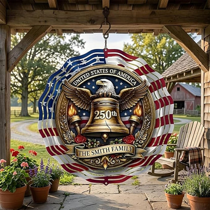 Patriotic Eagle USA 250th Anniversary Wind Spinner, 1776-2026 Metal Outdoor Decor, Liberty Bell & Betsy Ross Design, Independence Day Gift, 8-inch Spinner 5