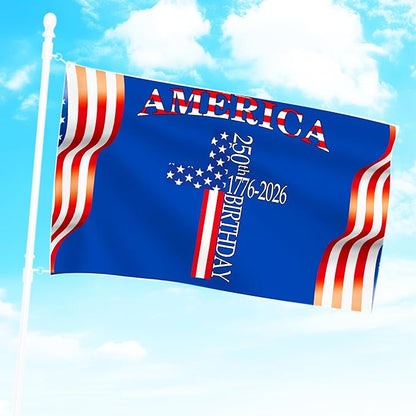 250 Anniversary USA Flag 3x5 Ft 2 Sided 3 Layers 250th Anniversary Flag We The People 1776-2026 250 Years Birthday Patriotic Decor for Outdoor Front Door Porch Wall (F)