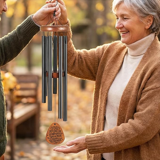 Wind Chimes for Outside, Decorative Wind Chime for Happy Retirement Gifts, Perfect for Garden Patio Porch Backyard Indoor, Unique Memorial Windchime Gift for Friends and Family