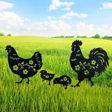 Metal Chicken Garden Decor Outdoor, Chicken Gifts for Women/Men/Chicken Lovers Gifts,Black Chicken Silhouette Statues Garden Decor for Outdoor Decor,Yard Art,Backyard,Patio,Lawn Ornaments (Black)