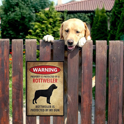 EMOHAT Warning Rottweiler Vintage Retro Metal Sign Wall Art Decor Aluminum Anti-Rust Warning Signs Outdoor Use Entryway Decor Plaque for Home Restaurant Businesses 8x12 Inches