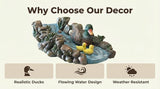Mallard Duck Statue Splash Block Gutter Downspout Extensions Garden Decor, Decorative of Gutters Downspout Rain Concrete Pond Splash Block, Duck Family Gutter Downspout Accessory, 13.4" L x 6.3" W