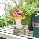 Mushroom Solar Lights Outdoor: Fairy Garden Decor Mosaic Art Outside Statue LED Figurine Backyard Lawn Ornaments Flowerbed Porch Gift Ideas for Lover Mom Grandma