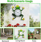 Large Outdoor Clock, Frog Outdoor Wall Clock with Thermometer & Humidity, Silent Non-Ticking Outside Clock for Patio, Living Room, Kitchen