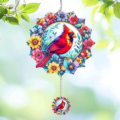 Wind Spinners Outdoor Cardinal bird, 12 inch Stainless Steel Hanging Kinetic for Yard, Garden, Outside, Patio, Outdoor - Wind Spinners Craft Decor Birthday Gifts for Women, Men, Mom and Lovers