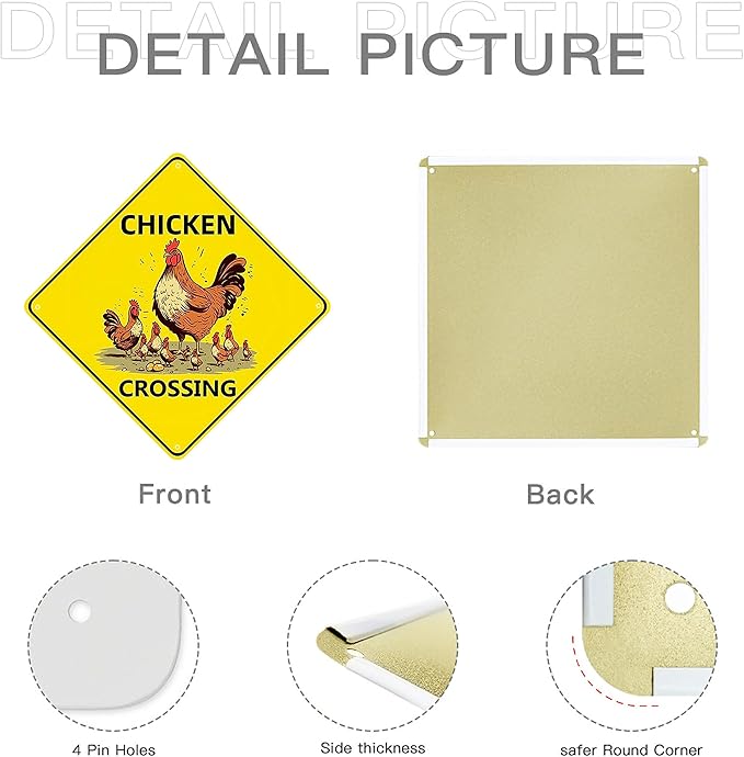 Chicken Crossing Sign, Chicken Crossing for Chicken Coop Bundle 2 Pieces Nene Crossing Farmhouse Wall Decor Garage Retro 12X12 Inch