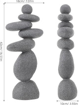 DECHOUS Large Stacked Rocks Sculpture, 16.5 Inch Tall, Resin Rock Cairn Stone Stacked Zen Garden Balanced Stone Statue for Indoor Outdoor Patio Home Meditation Decor