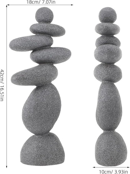 DECHOUS Large Stacked Rocks Sculpture, 16.5 Inch Tall, Resin Rock Cairn Stone Stacked Zen Garden Balanced Stone Statue for Indoor Outdoor Patio Home Meditation Decor