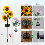 Sunflower Solar Flowers Lights - Solar Garden Lights Outdoor Waterproof, 40 Hour Solar Powered Outside Decor Decoration for Yard Patio Pathway Lawn, Birthday Gifts for Mom, 2pcs
