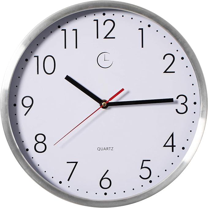 Clockswise 12" Waterproof Aluminum Wall Clock Battery Operated Precision Quartz Movement Weather Resistant Metal Frame for Indoor Outdoor Bathroom Kitchen Patio Garden Living Room Office & Home Décor