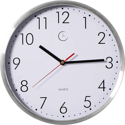 Clockswise 12" Waterproof Aluminum Wall Clock Battery Operated Precision Quartz Movement Weather Resistant Metal Frame for Indoor Outdoor Bathroom Kitchen Patio Garden Living Room Office & Home Décor