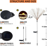 4 Pack Solar Firework Lights Outdoor, Adjustable 32" to 51" Extra Tall, Verified 200 LED Multicolor Stainless Steel 3-Section Pole, 8 Modes Waterproof Starburst Garden Lights for Yard Pathway