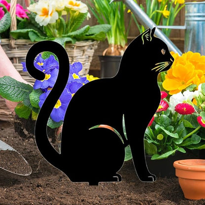 awakentti Yard Ornaments, Garden Outdoor Statues Animal Stakes, Metal Black Cat Stake Garden Garden Statue, Garden Stakes Decorative for Yard Decor and Lawn Ornaments (A)