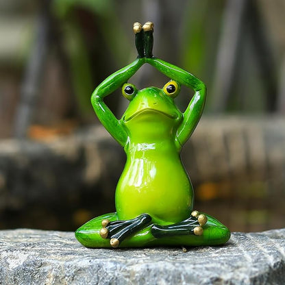 Funny Frog Statue Outdoor Decor for Garden, 5.15" Fairy Yard Figurines Home Sculptures for Lawn Patio Front Porch Backyard