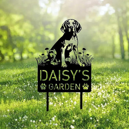 Custom English Foxhound Dog Metal Memorial Garden Stake Personalized Pet Grave Marker Name Sign Remembrance Stake Decor Sympathy Dog Loss,Outdoor Statues for Yard Garden Lawn Patio Pathway Grave.